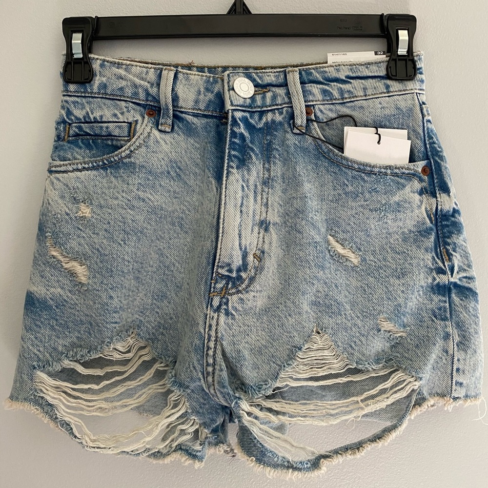 Zara High Rise Fit Distressed Jean Short